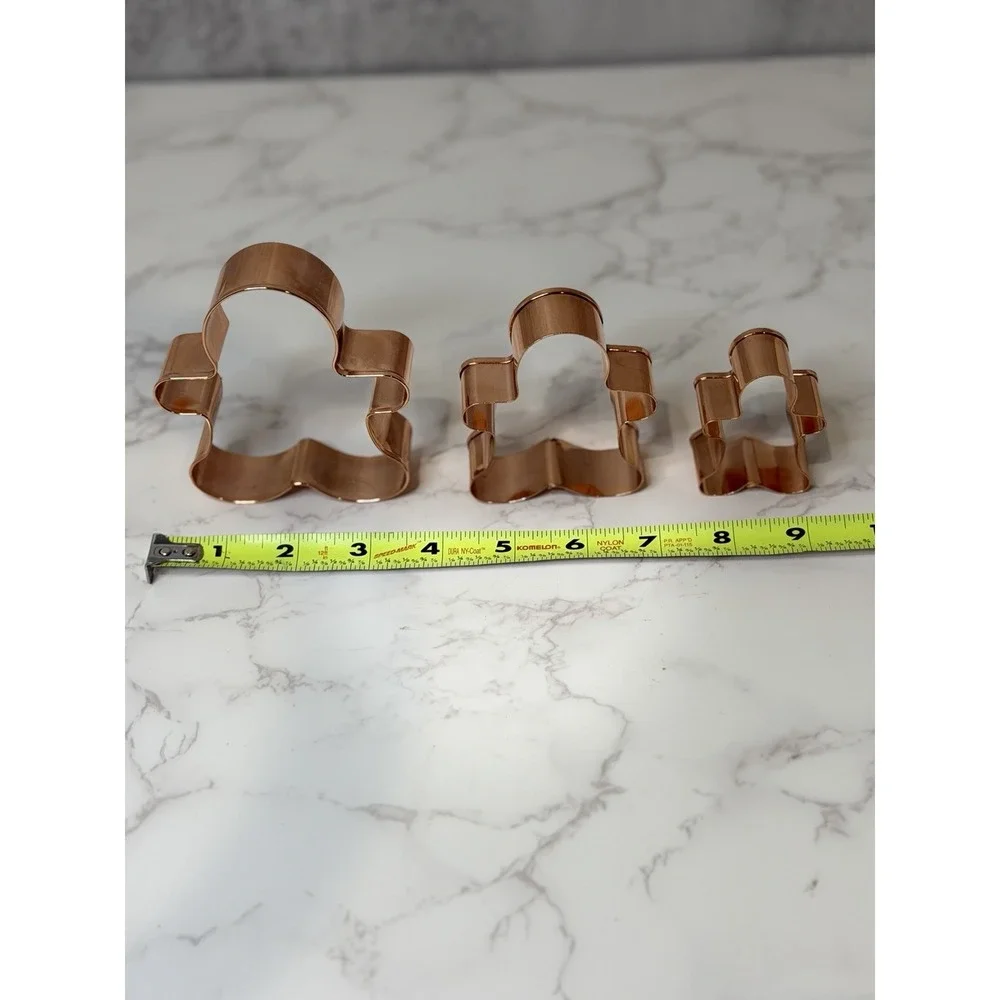 Vintage Set Copper Cookie Cutters ~  Gingerbread Family in Container